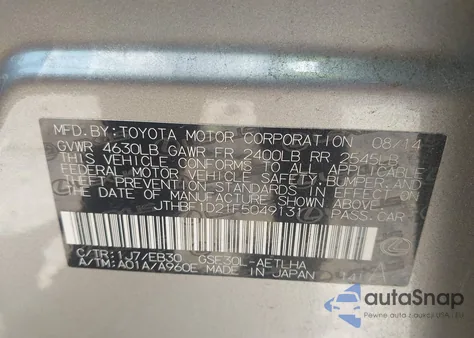 2015 Lexus Is z USA, uszkodzony, nr VIN JTHBF1D21F5049131